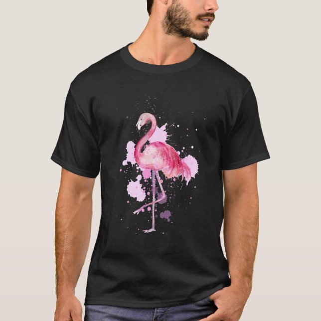 Camiseta Flamingo Flamingo, Rosa legal, Cor de Água Flaming (Frente)