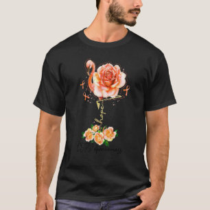 Camiseta Flamingo Flor Esperança Laranja Fita de Copo Consc