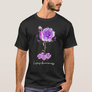 Camiseta Flamingo Flor Esperança Rouxinol Roxo Conscientiza
