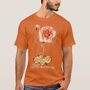 Camiseta Flamingo Flor Hope Orange Ribbon ADHD Sensibilizaç
