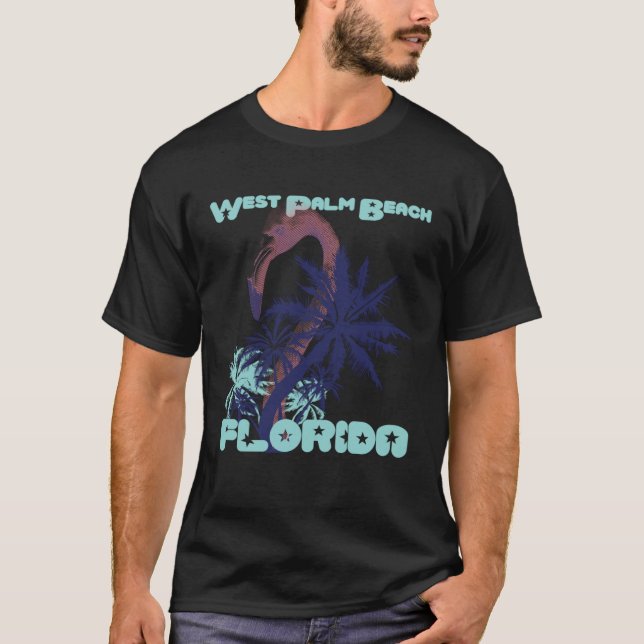 Camiseta Flamingo Florida West Palm Beach Palm trees Vacati (Frente)