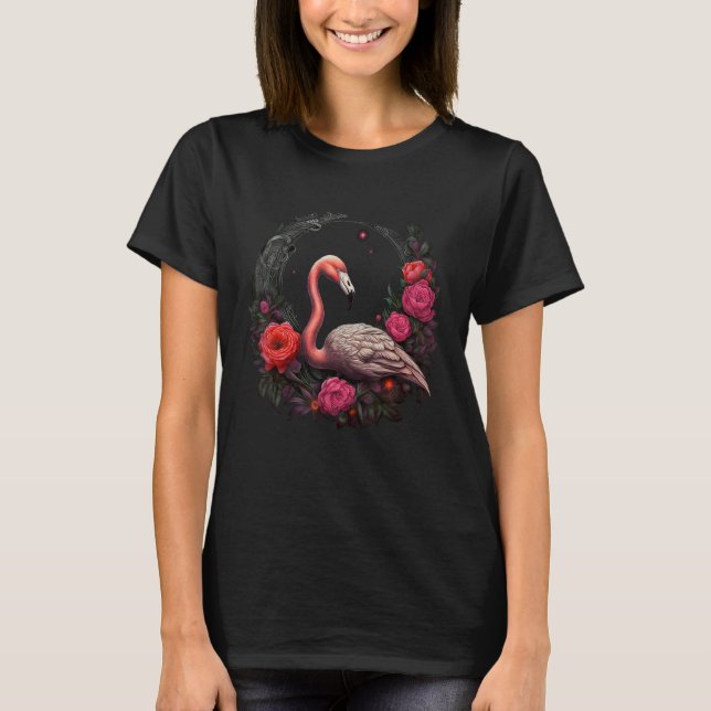 Camiseta Flamingo Flowers  Bird Animal Flamingo 1 (Frente)
