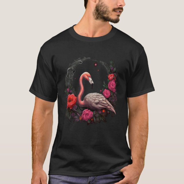 Camiseta Flamingo Flowers  Bird Animal Flamingo 1 (Frente)