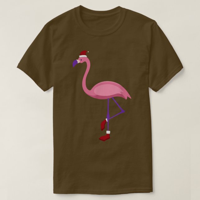 Camiseta Flamingo Funny Santa Hat Papais noeis Boots Xmas F (Frente do Design)