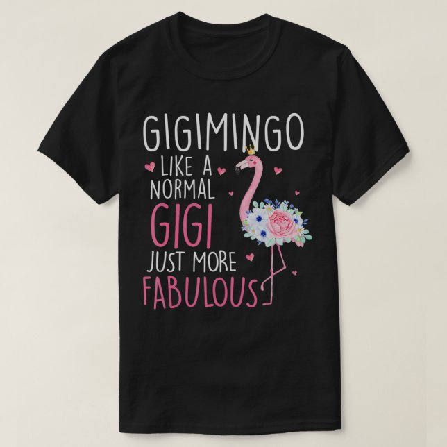 Camiseta Flamingo Gigimingo como um Gigi Floral Funny norma (Frente do Design)