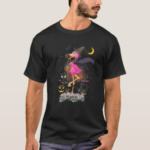 Camiseta Flamingo Halloween Abóbora Doce Bruxa Caveira Pret
