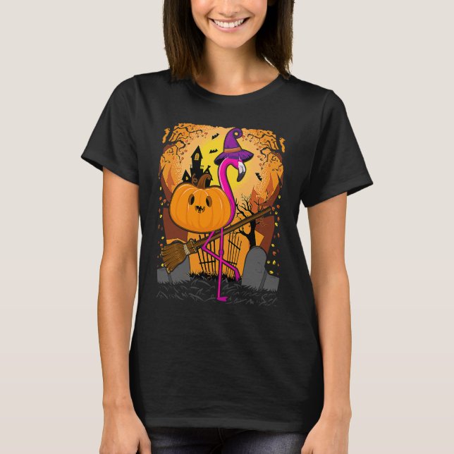 Camiseta Flamingo  Halloween   Pumpkin Flamingo Halloween (Frente)