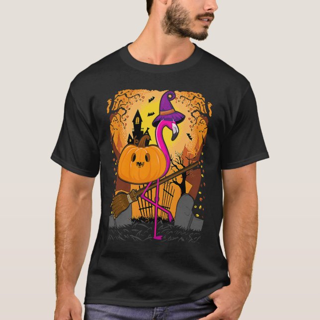 Camiseta Flamingo  Halloween   Pumpkin Flamingo Halloween (Frente)