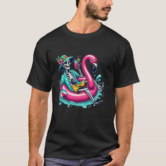 Camiseta Flamingo Halloween Spooky Wading Bird Trick (Frente)