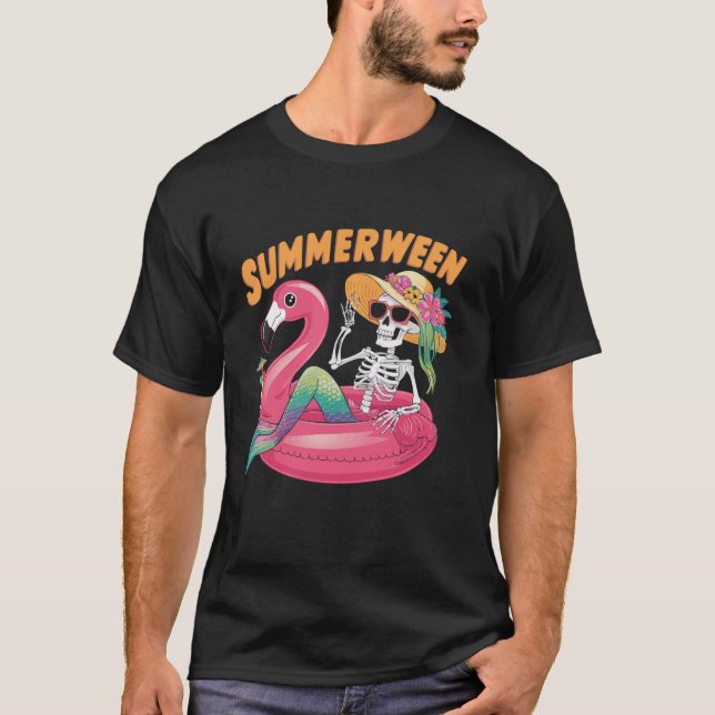 Camiseta Flamingo Halloween Spooky Wading Bird Trick (Frente)