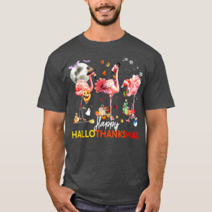 Camiseta Flamingo Happy Hallothanksmas Dia de as Bruxas eng