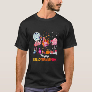 Camiseta Flamingo Happy Hallothanksmas Dia de as Bruxas eng