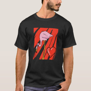 Camiseta Flamingo Heart Dia de os namorados Cute Bird Lov