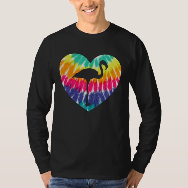 Camiseta Flamingo Heart With Tie dye Print For Flamingo (Frente)
