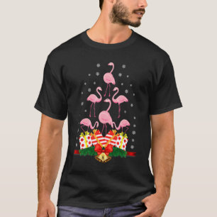 Camiseta Flamingo Holiday Pink Flamingo Árvore de Natal Ugl