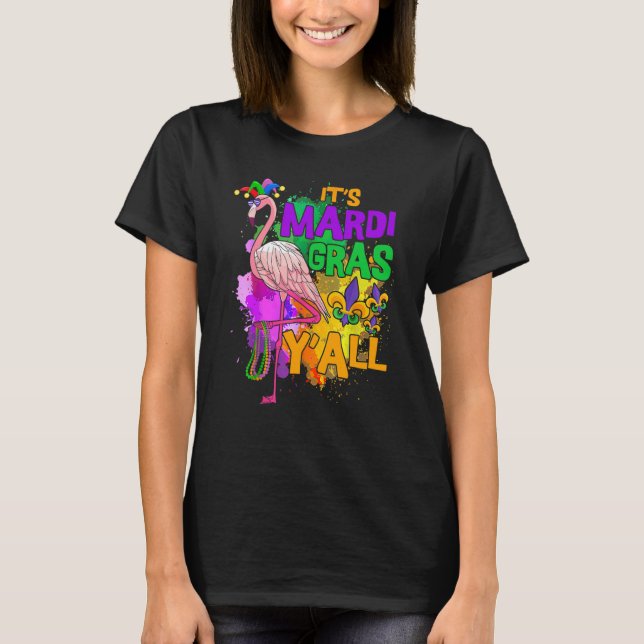Camiseta Flamingo Its Mardi Gras Yall Carnival Jester Hat W (Frente)