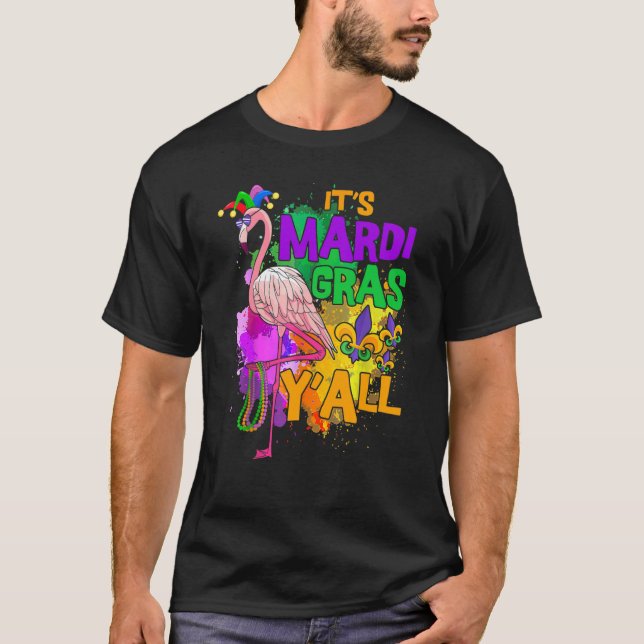 Camiseta Flamingo Its Mardi Gras Yall Carnival Jester Hat W (Frente)