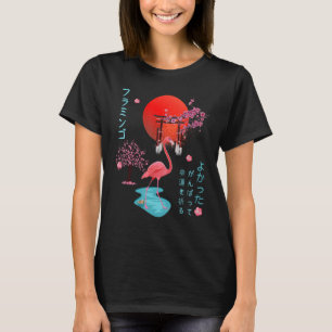 Camiseta Flamingo Japonês - Gráfico Criativo Otaku Aestheti