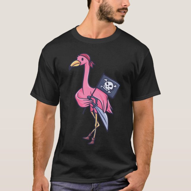 Camiseta Flamingo Jolly Roger Capitão Gift (Frente)