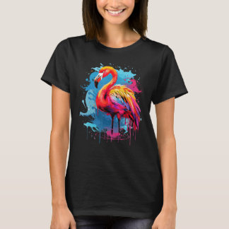Camiseta Flamingo Lake Birds Lover Colorful Splash Art