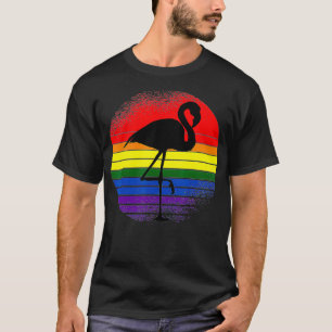 Camiseta Flamingo LGBTQ Retro Vintage Bird Orgulho gay Flag