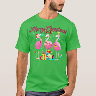 Camiseta Flamingo Lights Santa Hat Sweater Tree Cristo