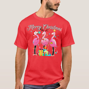 Camiseta Flamingo Lights Santa Hat Sweater Tree Cristo