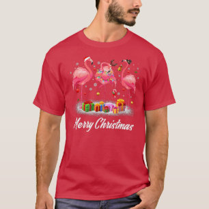 Camiseta Flamingo Lover Xmas Lighting Santa Hat Flamingo Ch