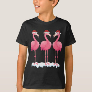 Camiseta Flamingo Lover Xmas Papais noeis de iluminação ros