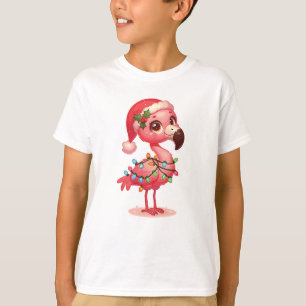 Camiseta Flamingo Merry Natal Animais de inverno Flamingos