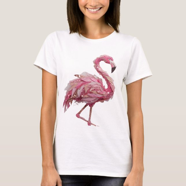 Camiseta Flamingo Moderno Design Sofisticado Prata (Frente)