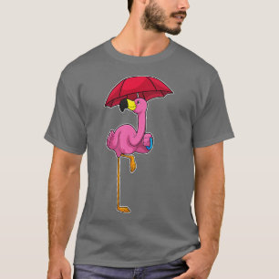 Camiseta Flamingo na chuva com guarda-chuva 1