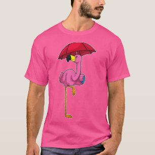 Camiseta Flamingo na chuva com guarda-chuva 2