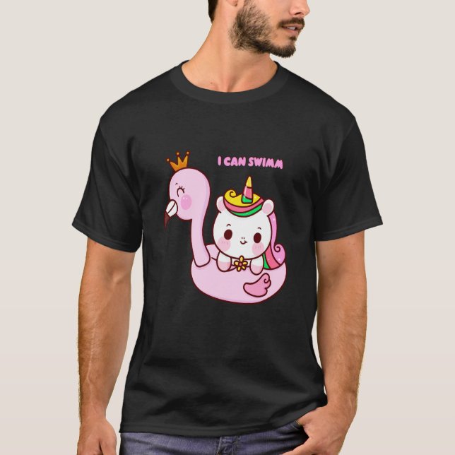 Camiseta flamingo nada cavalo fofo (Frente)