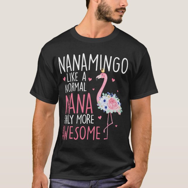 Camiseta Flamingo Nanamingo como uma avó Floral Gran normal (Frente)