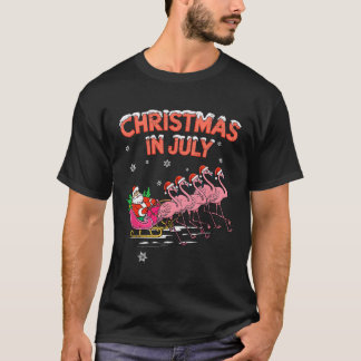 Camiseta Flamingo Natal Em Julho Xmas Verão Natal W