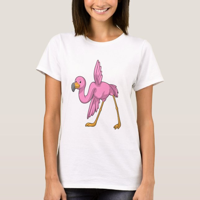 Camiseta Flamingo no exercício de alongamento de Yoga (Frente)