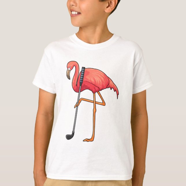 Camiseta Flamingo no Golf, clube de golfe (Frente)