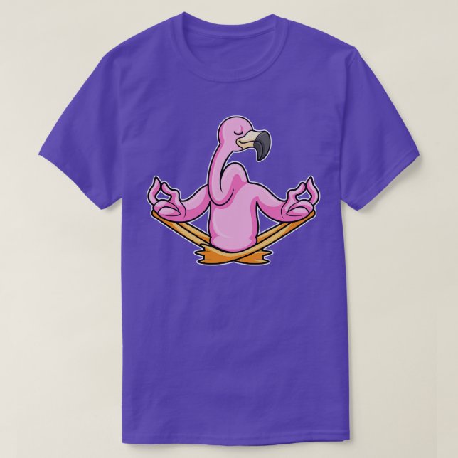 Camiseta Flamingo no Yoga em Crosslegged (Frente do Design)