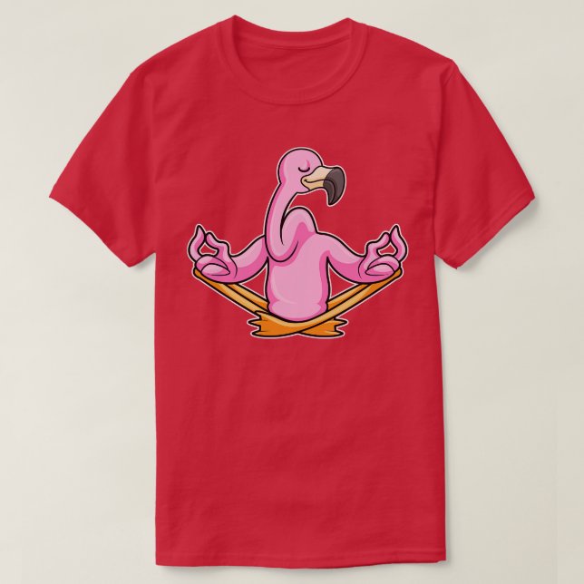 Camiseta Flamingo no Yoga em Crosslegged (Frente do Design)