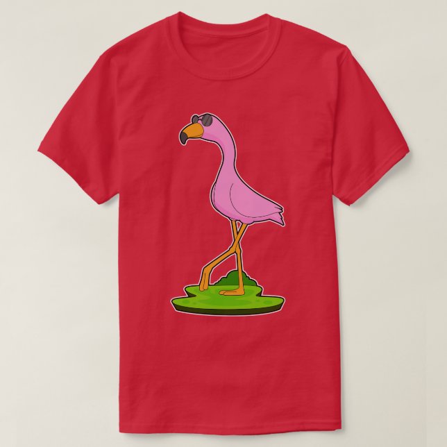Camiseta Flamingo Óculos de sol 1 (Frente do Design)