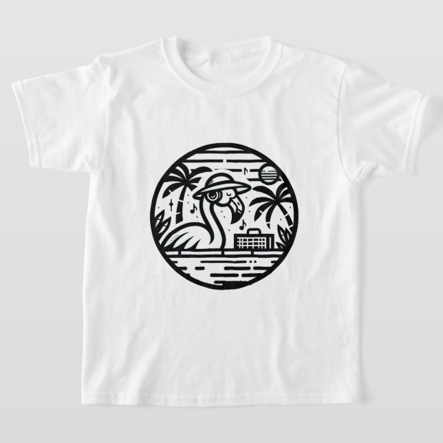 Camiseta Flamingo Ouvindo Música - Víblias Tropicais (Postura )
