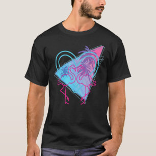 Camiseta Flamingo Palm Trees 80s, rosa, Vaporwave Su Tropic