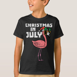 Camiseta Flamingo Papai Noel Óculos de Sol Natal Em Julho C
