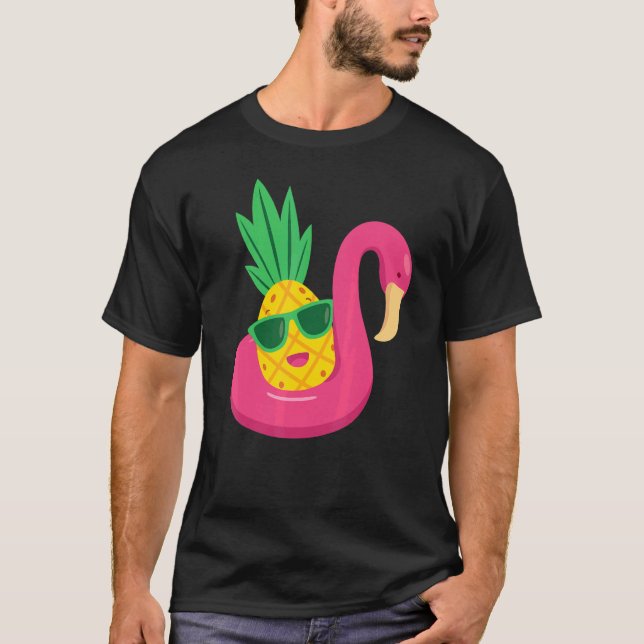 Camiseta Flamingo Para Baixo Pineapple Swinger Men & Women (Frente)