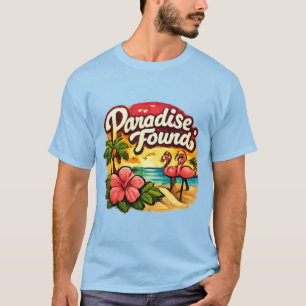Camiseta Flamingo Paraíso Encontrado Praia Tropical