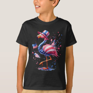 Camiseta Flamingo Patriótico Bandeira Americana EUA 4 De Ju