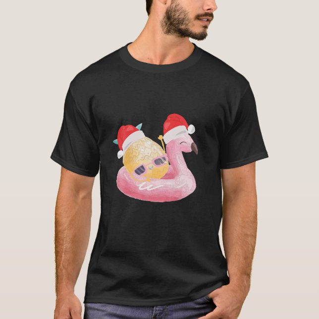 Camiseta Flamingo Pineapple Xmas - Piscina de Natal (Frente)