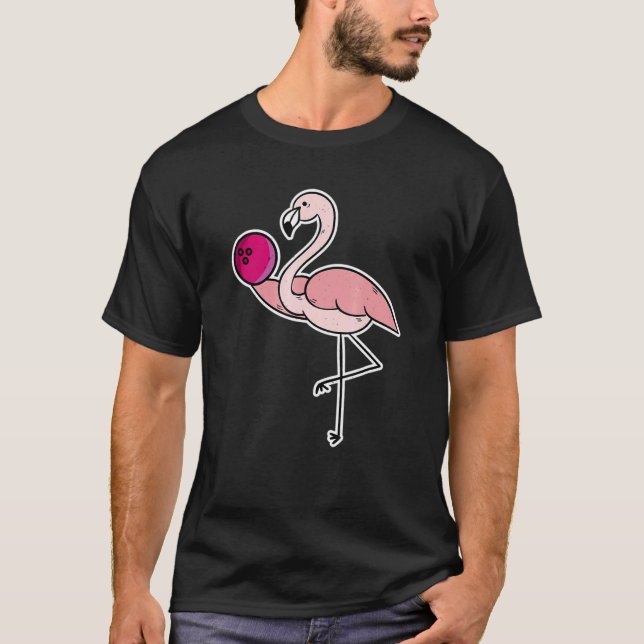 Camiseta Flamingo Pink Bola de boliche Bowl (Frente)
