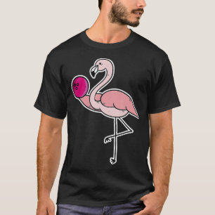 Camiseta Flamingo Pink Bola de boliche Engraçada Bowl